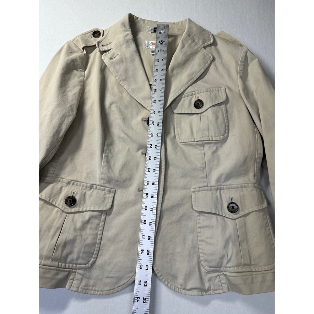 Talbots Safari Utility Jacket Womens 10P Beige Cotton‎ Stretch Military Blazer - Picture 8 of 16